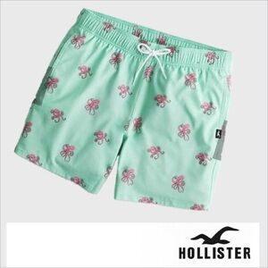 Hollister Mint Swim Shorts with Pink Octopus Design Size S